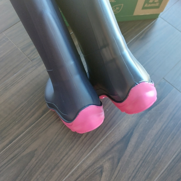 Kamik Olivia Rain Boot Rubber Blue Pink Mid Calf - Picture 4 of 6